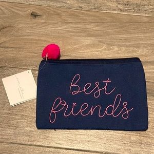 NWT Blue makeup bag with Best Friends written on it. Best Friend gift.